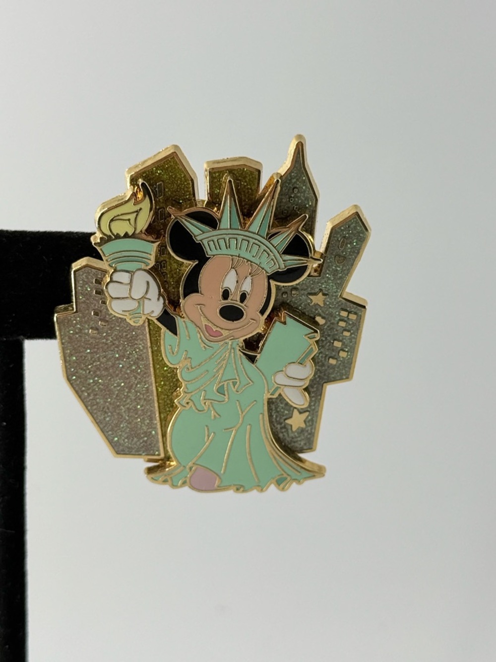 Minnie Mouse Statue of Liberty Enamel Pin - Mint Green & Gold